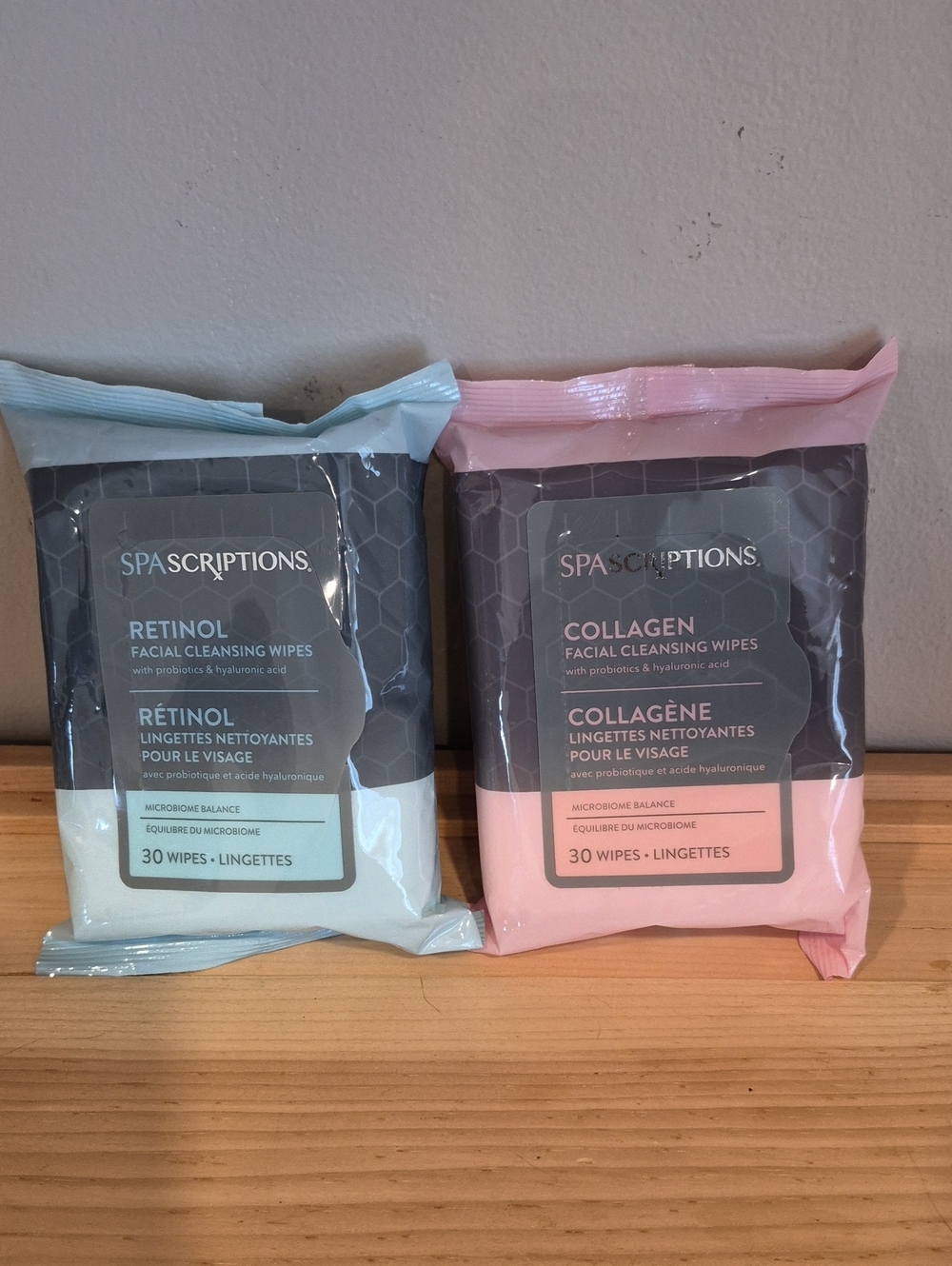 💙 2 Pc Bundke SPASCRIPTIONS Retinol & Collagen Facial Cleansing Wipes
